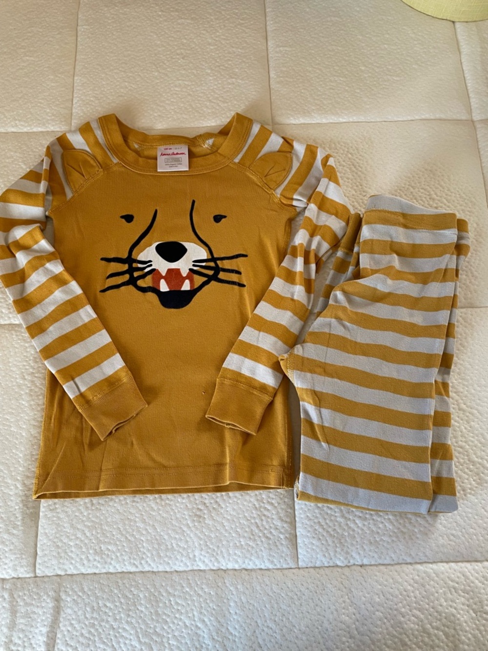 Hanna Andersson Mustard Yellow Lion Stripe Pajama Set